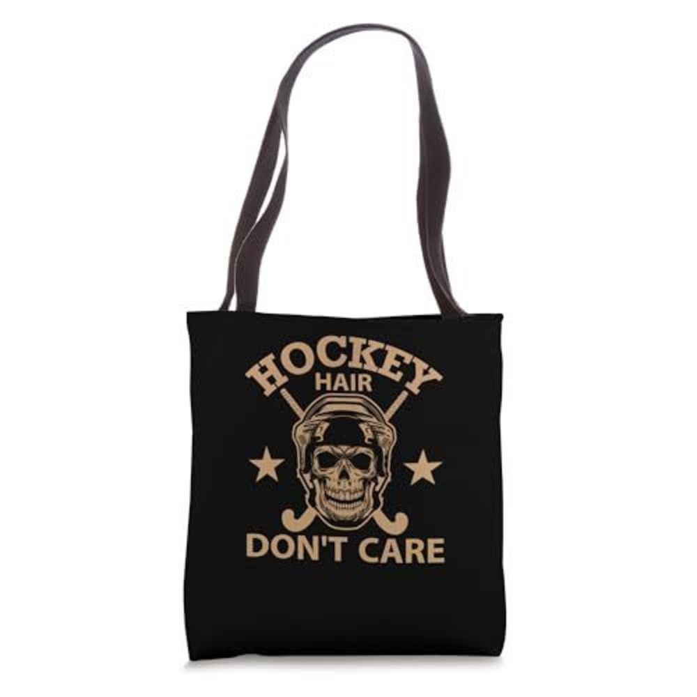 Hockey Hair Dont Care Ice Hockey Shirt Winter Sports Vintage Tote Bag :]